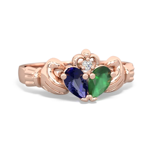 Lab Sapphire Lab Created Sapphire with Genuine Emerald Claddagh ring Ring