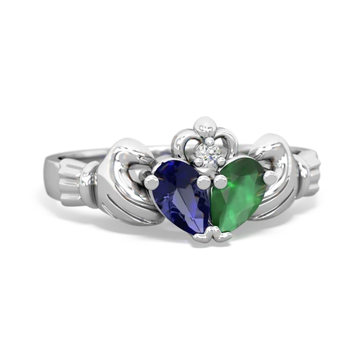 lab sapphire-emerald claddagh ring