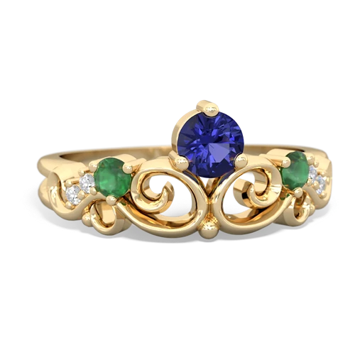 Lab Sapphire Lab Created Sapphire with Genuine Emerald and  Crown Keepsake ring Ring
