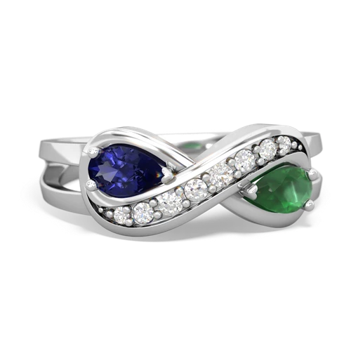 lab sapphire-emerald diamond infinity ring