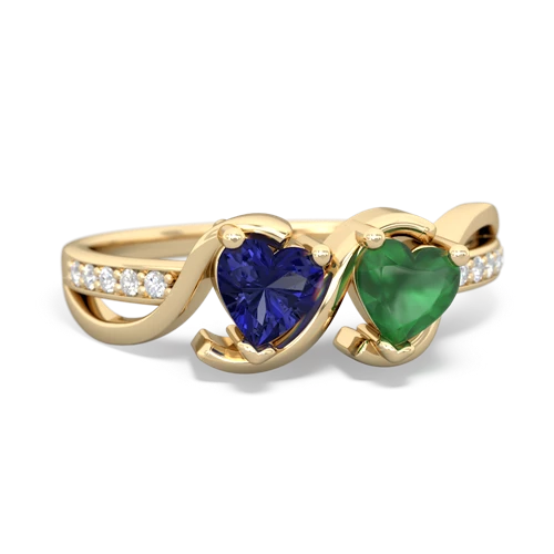 Lab Sapphire Lab Created Sapphire with Genuine Emerald Side by Side ring Ring