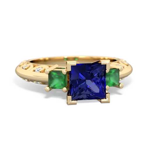 lab sapphire-emerald engagement ring