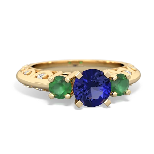 lab sapphire-emerald engagement ring