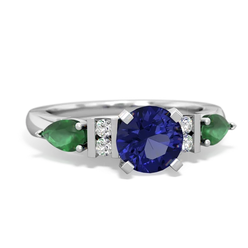 Lab Sapphire Lab Created Sapphire with Genuine Emerald and Genuine Amethyst Engagement ring Ring