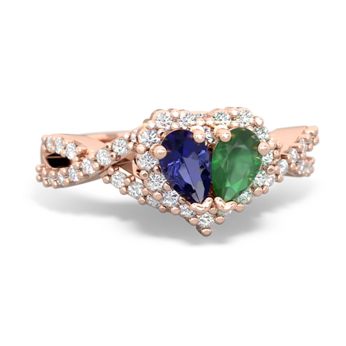 lab sapphire-emerald engagement ring