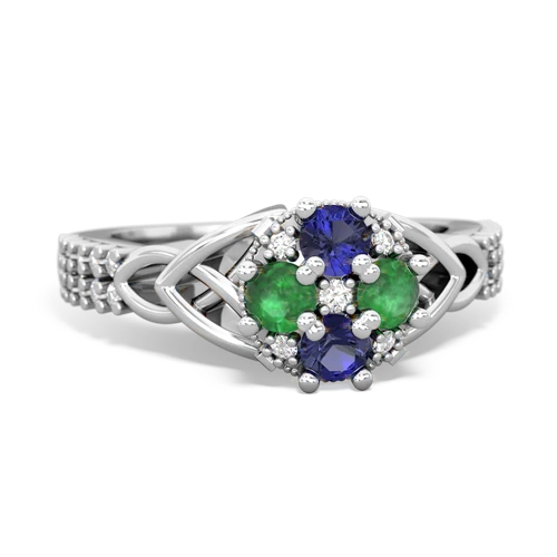 Lab Sapphire Lab Created Sapphire with Genuine Emerald Celtic Knot Engagement ring Ring