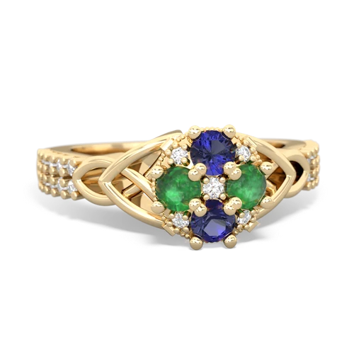 lab sapphire-emerald engagement ring