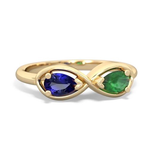 lab sapphire-emerald infinity ring