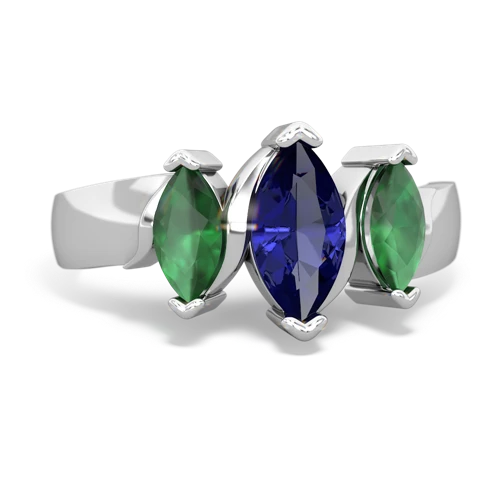 Lab Sapphire Lab Created Sapphire with Genuine Emerald and Genuine Amethyst Three Peeks ring Ring