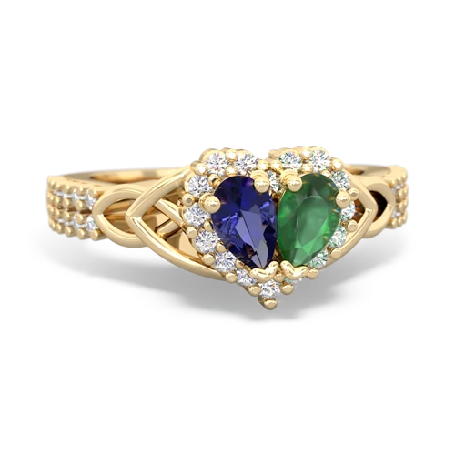 Lab Sapphire Lab Created Sapphire with Genuine Emerald Celtic Knot Engagement ring Ring