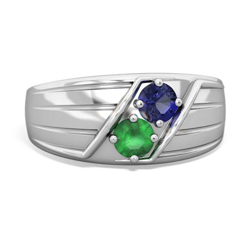 lab sapphire-emerald mens ring