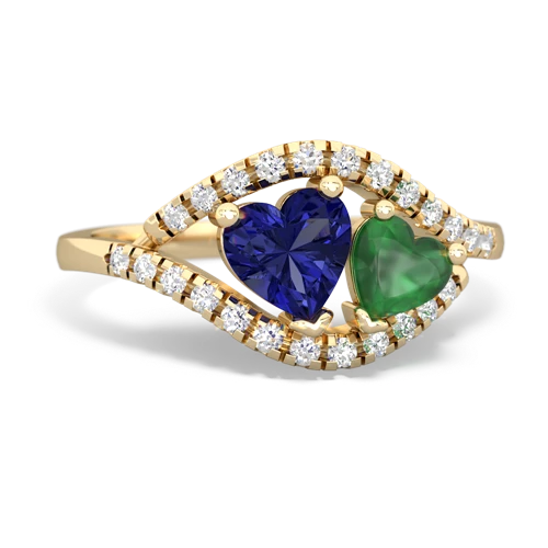 Lab Sapphire Lab Created Sapphire with Genuine Emerald Mother and Child ring Ring