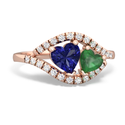 lab sapphire-emerald mother child ring