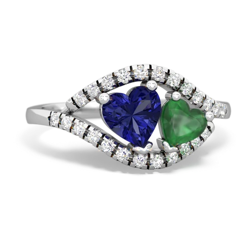 lab sapphire-emerald mother child ring