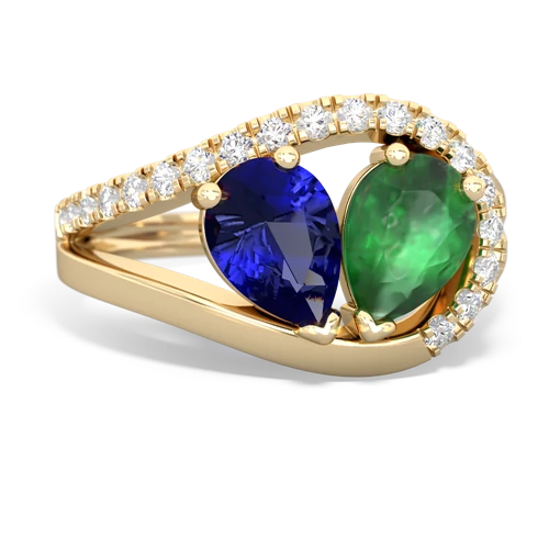 Lab Sapphire Lab Created Sapphire with Genuine Emerald Nestled Heart Keepsake ring Ring