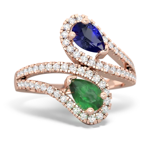 lab sapphire-emerald pave swirls ring