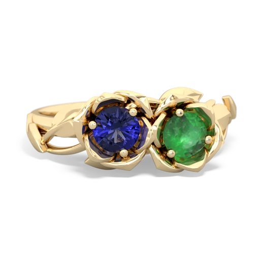 Lab Sapphire Lab Created Sapphire with Genuine Emerald Rose Garden ring Ring