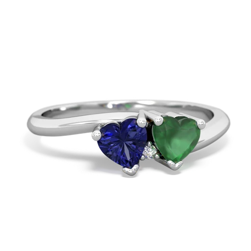 lab sapphire-emerald sweethearts promise ring