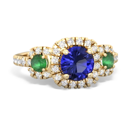 Lab Sapphire Lab Created Sapphire with Genuine Emerald and Lab Created Sapphire Regal Halo ring Ring