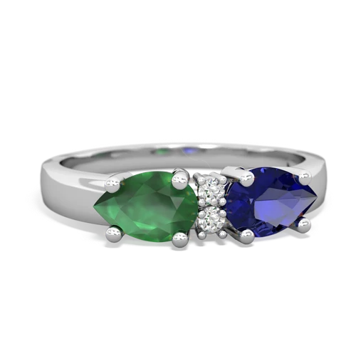 Lab Sapphire Lab Created Sapphire with Genuine Emerald Pear Bowtie ring Ring