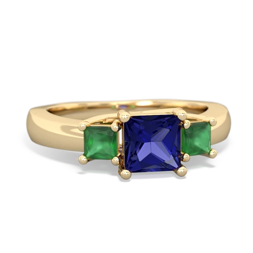 Lab Sapphire Lab Created Sapphire with Genuine Emerald and Genuine London Blue Topaz Three Stone Trellis ring Ring