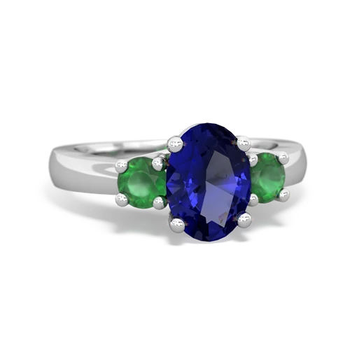 Lab Sapphire Lab Created Sapphire with Genuine Emerald Three Stone Trellis ring Ring