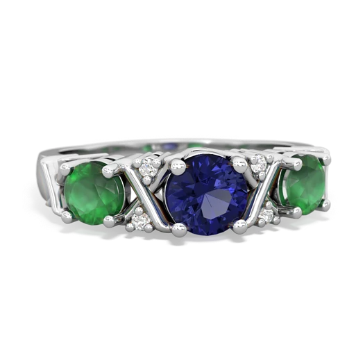 Lab Sapphire Lab Created Sapphire with Genuine Emerald and Genuine London Blue Topaz Hugs and Kisses ring Ring