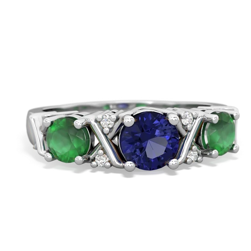 lab sapphire-emerald timeless ring