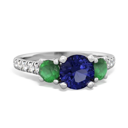 Lab Sapphire Lab Created Sapphire with Genuine Emerald and  Pave Trellis ring Ring