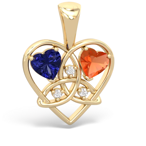 lab sapphire-fire opal celtic heart pendant