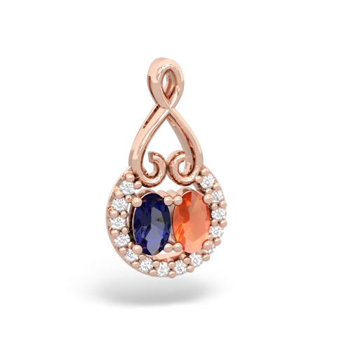 lab sapphire-fire opal love nest pendant