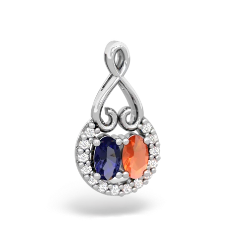 lab sapphire-fire opal love nest pendant