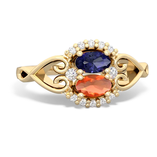 Lab Sapphire Lab Created Sapphire with Genuine Fire Opal Love Nest ring Ring