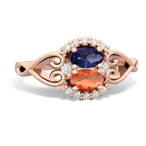 lab sapphire-fire opal antique keepsake ring