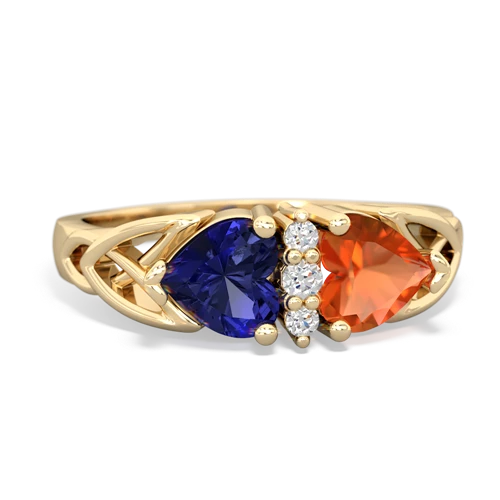 Lab Sapphire Lab Created Sapphire with Genuine Fire Opal Celtic Trinity Knot ring Ring