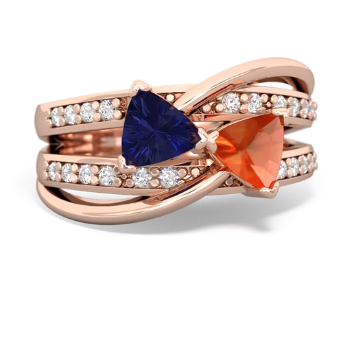 lab sapphire-fire opal couture ring