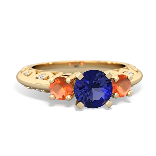 Lab Sapphire Lab Created Sapphire with Genuine Fire Opal Art Deco ring Ring