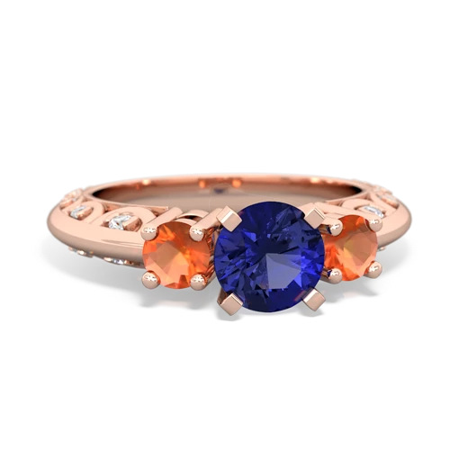 lab sapphire-fire opal engagement ring