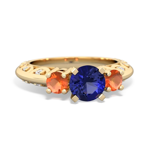 lab sapphire-fire opal engagement ring