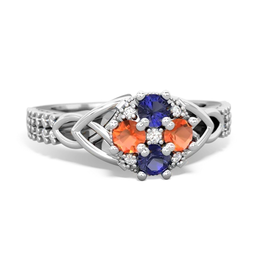 Lab Sapphire Lab Created Sapphire with Genuine Fire Opal Celtic Knot Engagement ring Ring