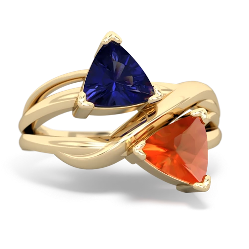 lab sapphire-fire opal filligree ring