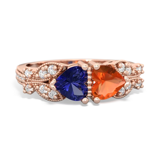 lab sapphire-fire opal keepsake butterfly ring