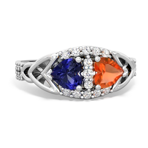 Lab Sapphire Lab Created Sapphire with Genuine Fire Opal Celtic Knot Engagement ring Ring