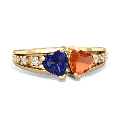 lab sapphire-fire opal modern ring