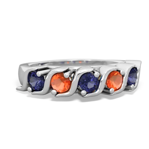 lab sapphire-fire opal timeless ring