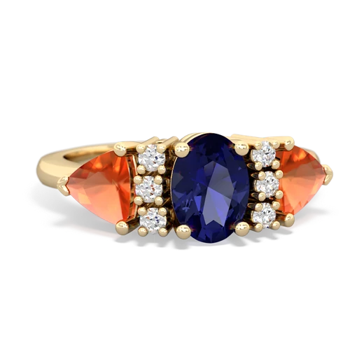 Lab Sapphire Lab Created Sapphire with Genuine Fire Opal and Genuine Smoky Quartz Antique Style Three Stone ring Ring