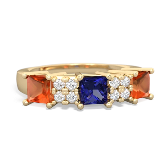 lab sapphire-fire opal timeless ring