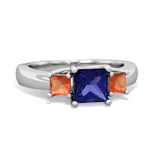 lab sapphire-fire opal timeless ring