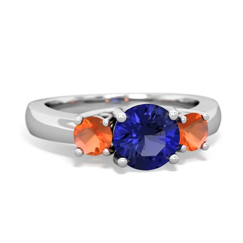 lab sapphire-fire opal timeless ring