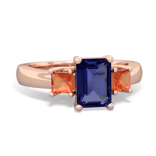 lab sapphire-fire opal timeless ring